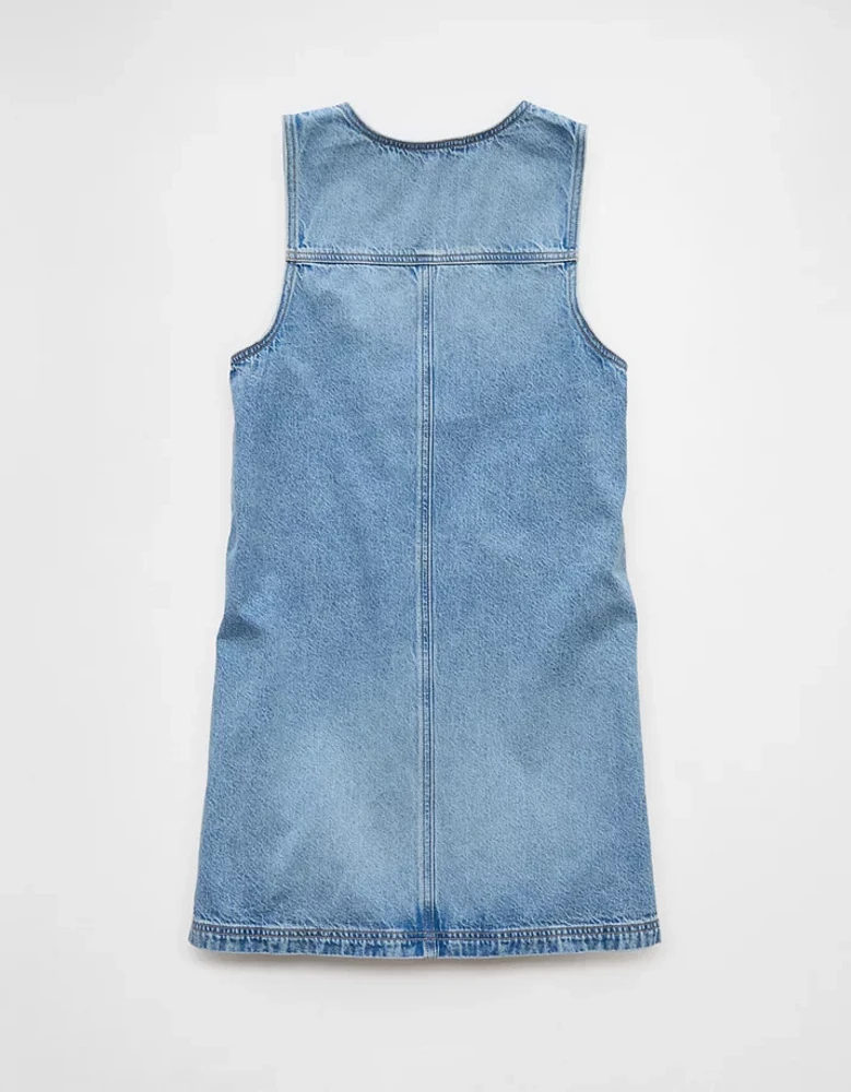 Robe style tablier à encolure en V denim AE