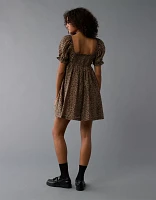 AE Leopard Puff Sleeve Babydoll Mini Dress