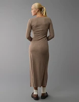 Robe longue pelucheuse à manches longues AE