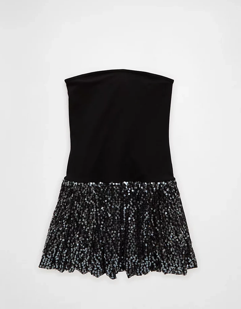 AE Drop Waist Sequin Mini Bubble Dress