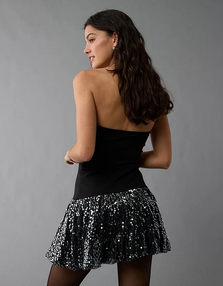 AE Drop Waist Sequin Mini Bubble Dress