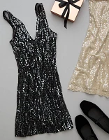 AE Sequin V-Neck Mini Slip Dress