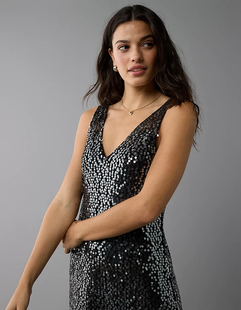 AE Sequin V-Neck Mini Slip Dress