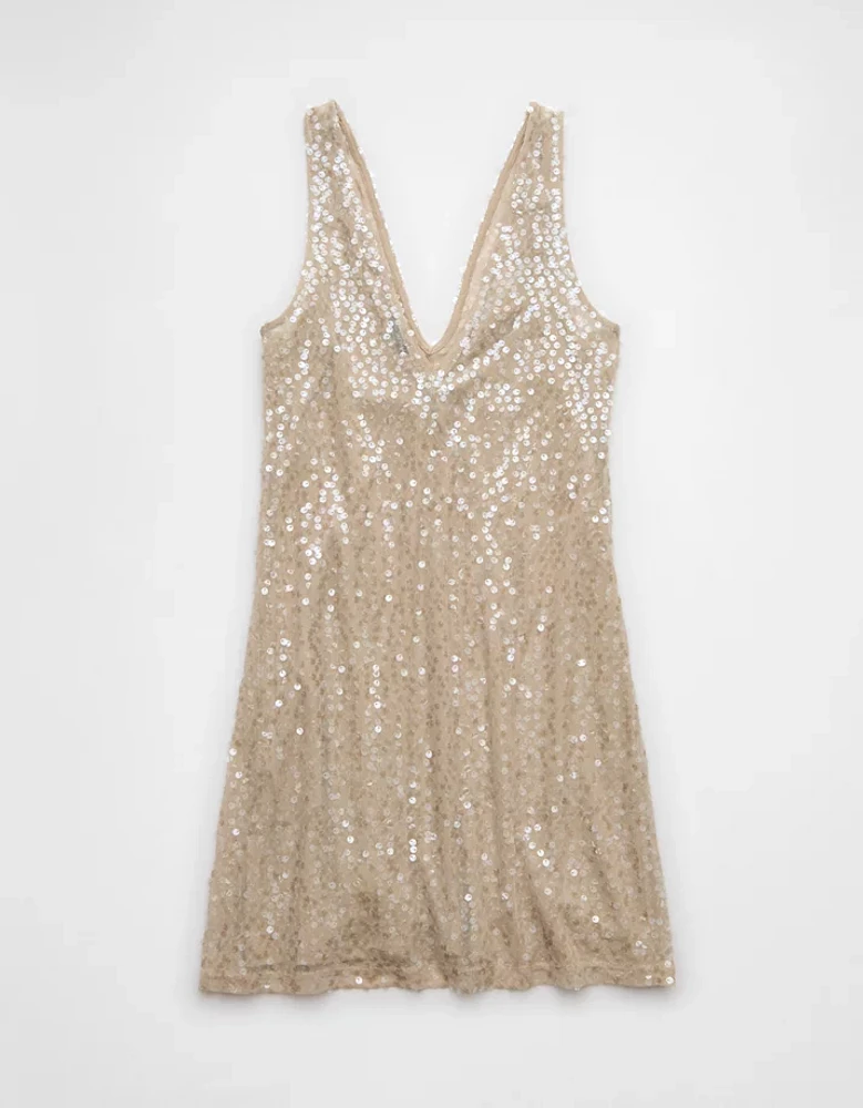 AE Sequin V-Neck Mini Slip Dress