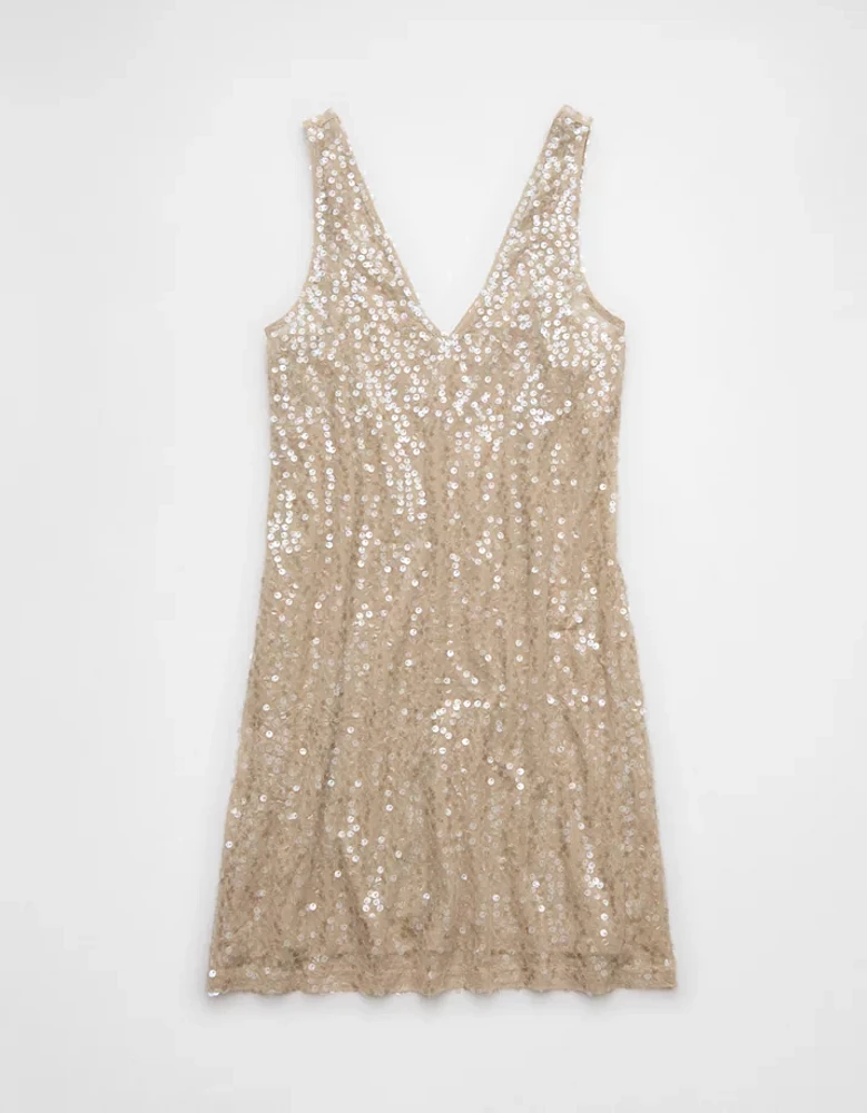 AE Sequin V-Neck Mini Slip Dress