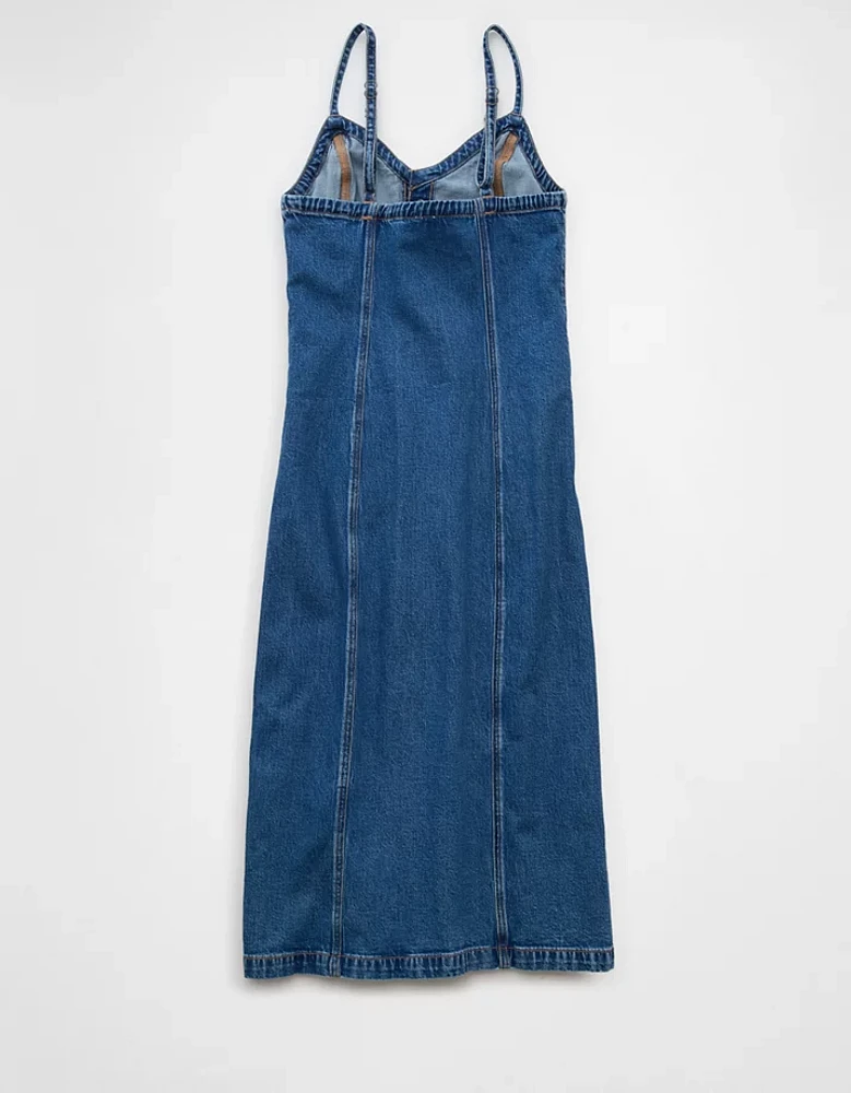 Robe mi-longue boutonnée en denim AE