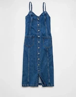 Robe mi-longue boutonnée en denim AE