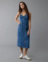 Robe mi-longue boutonnée en denim AE