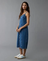 Robe mi-longue boutonnée en denim AE