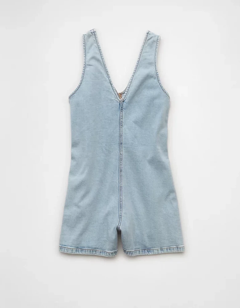 Barboteuse en denim à encolure V AE