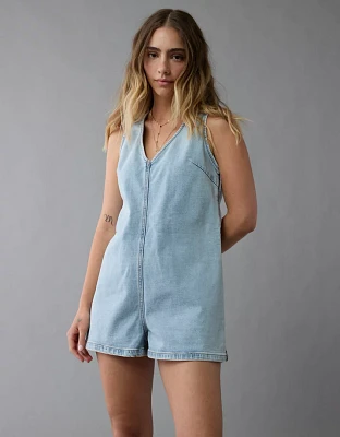 Barboteuse en denim à encolure V AE