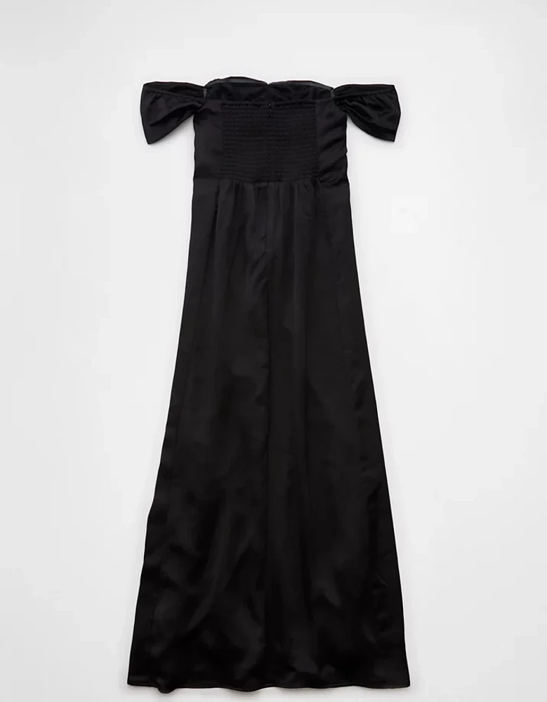 Robe longue à épaules dénudées et décolleté en cœur satin AE