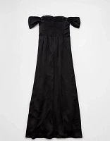 Robe longue à épaules dénudées et décolleté en cœur satin AE