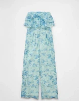 Combinaison-pantalon sans bretelles à volants AE