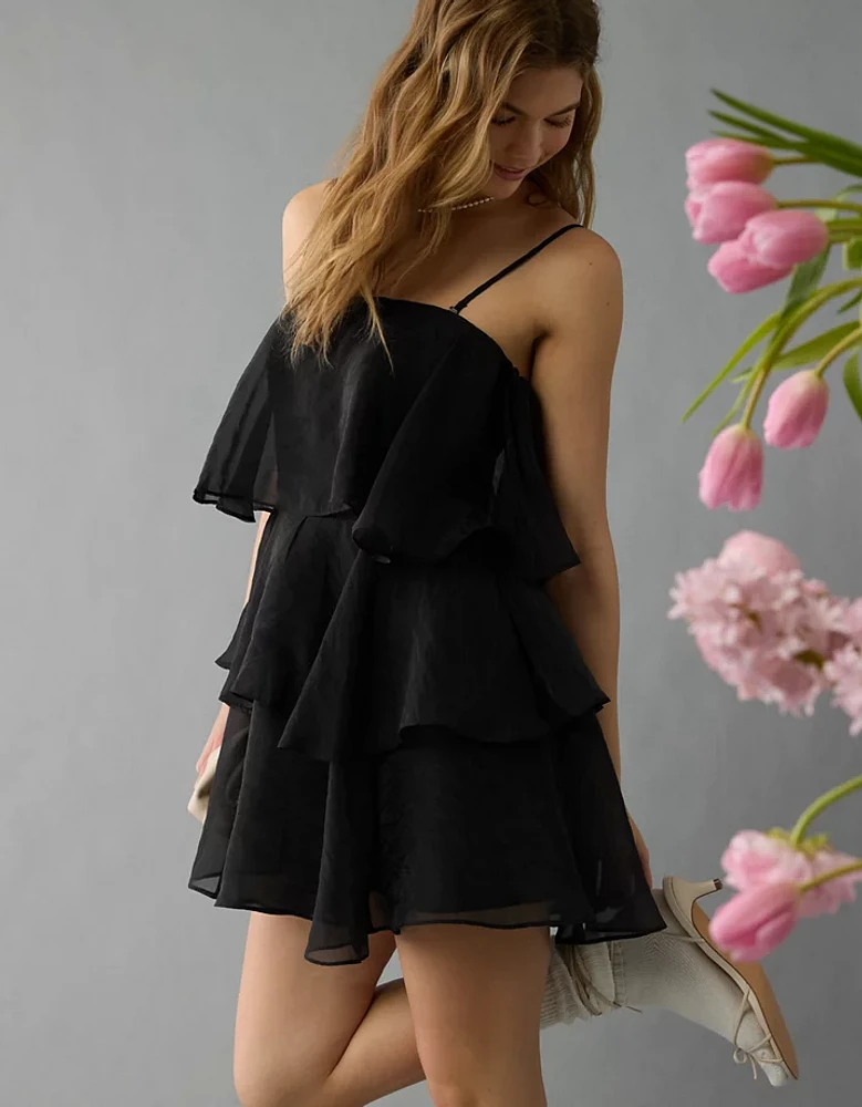 AE Strapless Ruffle Tiered Mini Dress