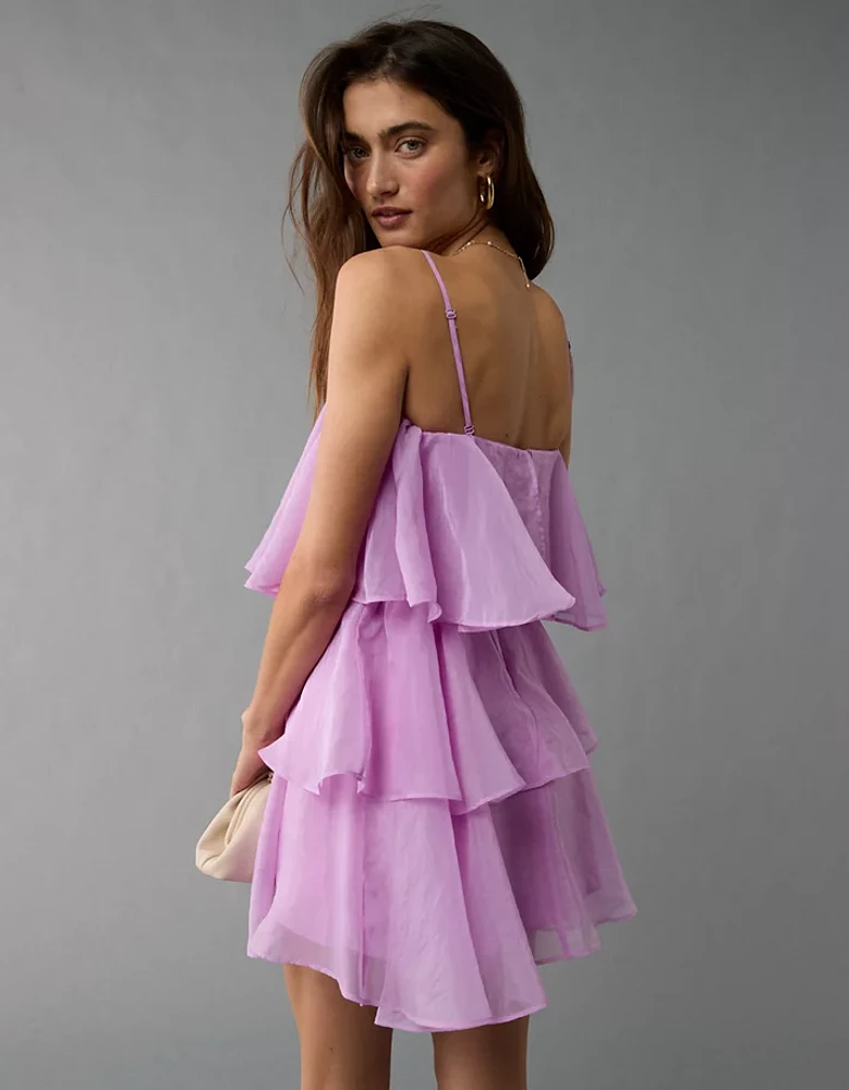 AE Strapless Ruffle Tiered Mini Dress