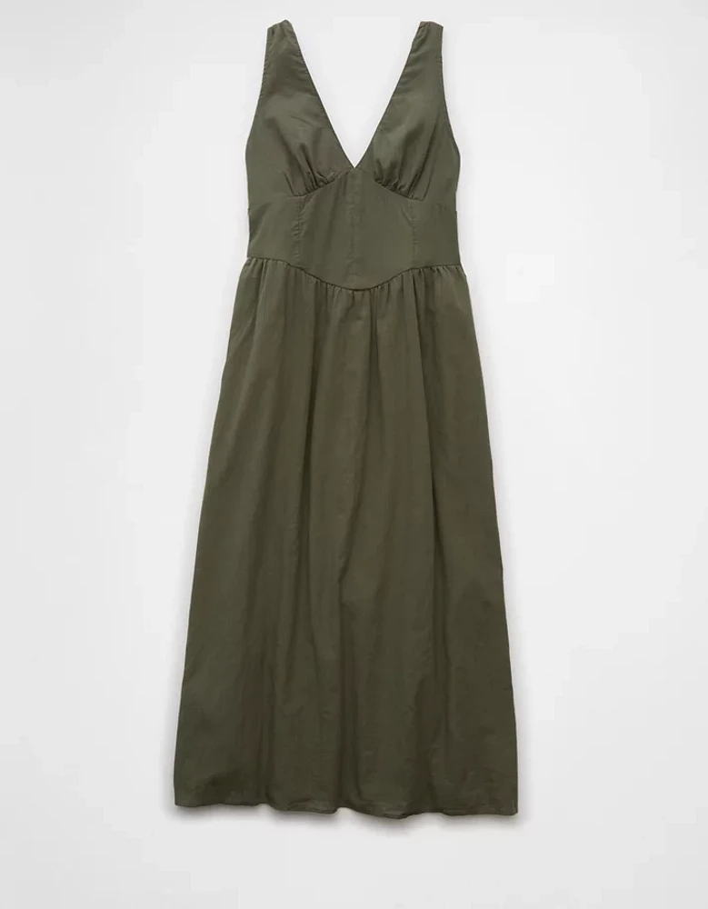AE V-Neck Corset Midi Dress