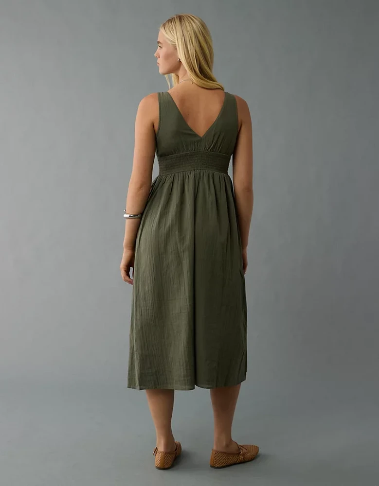AE V-Neck Corset Midi Dress