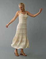 AE Lace V-Neck Tiered Midi Dress