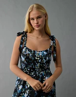 Robe mi-longue à fleurs de style corset avec bretelles nouées AE