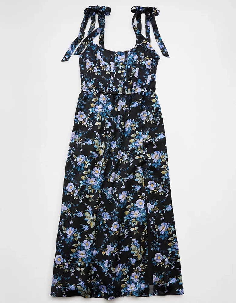 AE Corset Tie Strap Floral Midi Dress