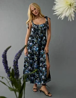 AE Corset Tie Strap Floral Midi Dress