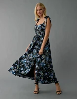 AE Corset Tie Strap Floral Midi Dress