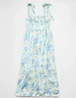 Robe mi-longue à fleurs de style corset avec bretelles nouées AE