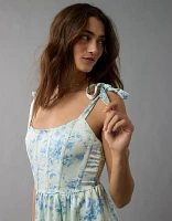 Robe mi-longue à fleurs de style corset avec bretelles nouées AE