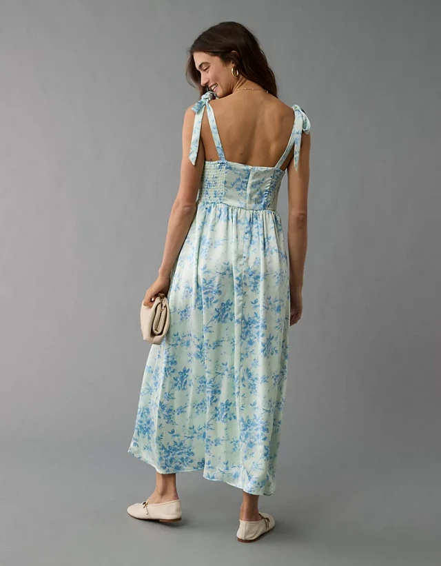 AE Corset Tie Strap Floral Midi Dress | Liberty Center