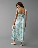 Robe mi-longue à fleurs de style corset avec bretelles nouées AE