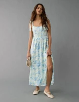 Robe mi-longue à fleurs de style corset avec bretelles nouées AE