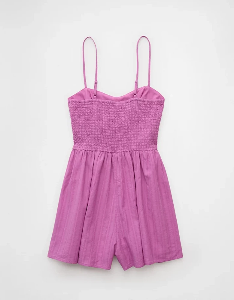 Barboteuse à décolleté carré et smocks AE