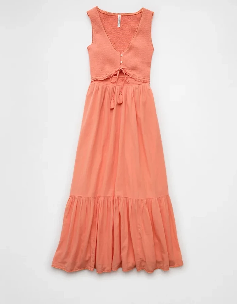 Robe longue à ouvertures encolure en V AE