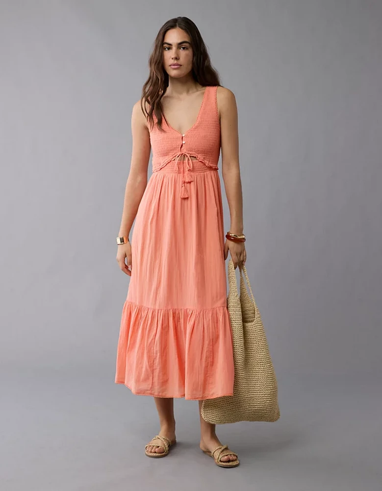 Robe longue à ouvertures encolure en V AE