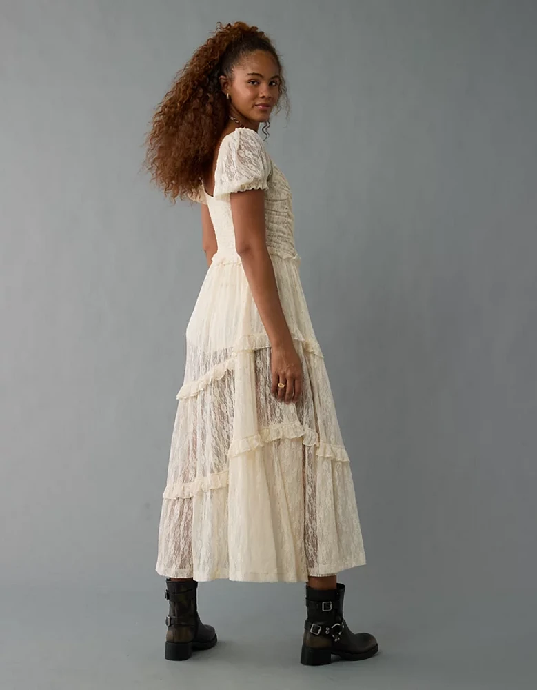 Robe mi-longue avec dentelle AE