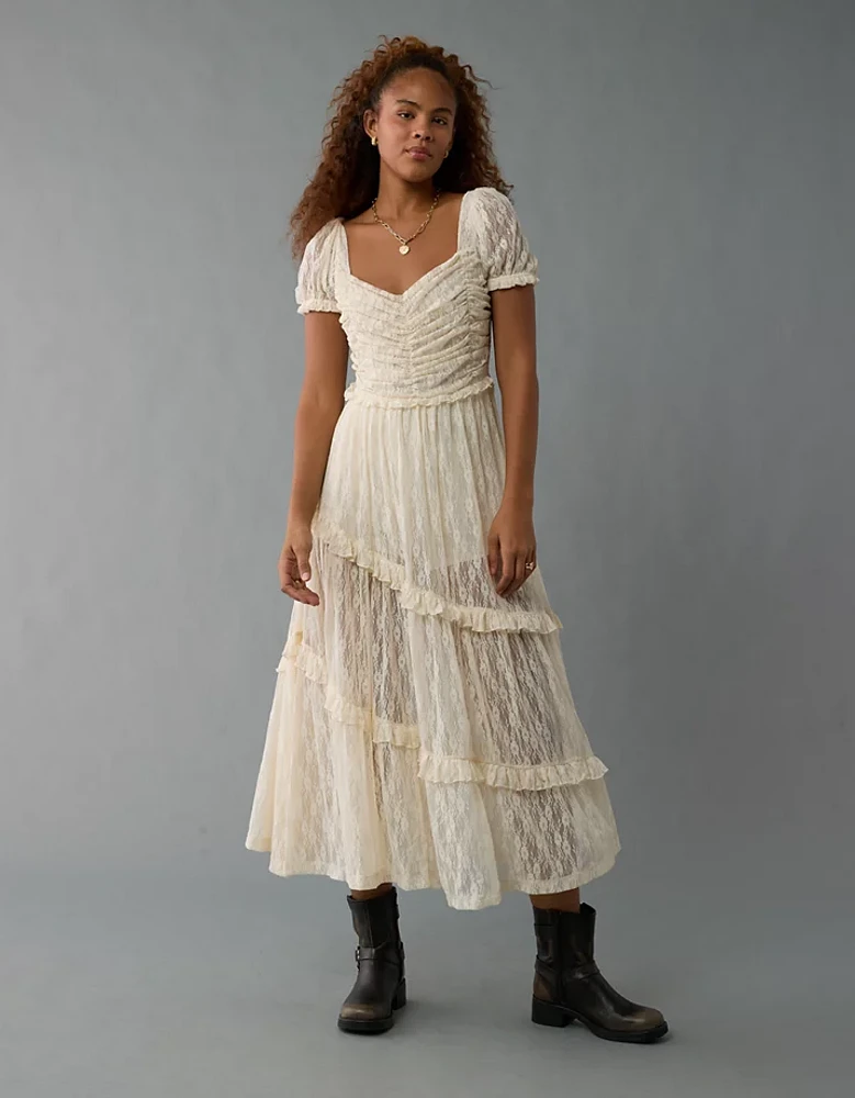 Robe mi-longue avec dentelle AE