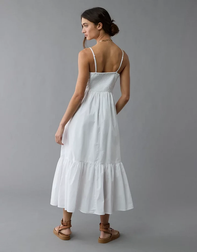 AE Ruched Bodice Strapless Midi Dress