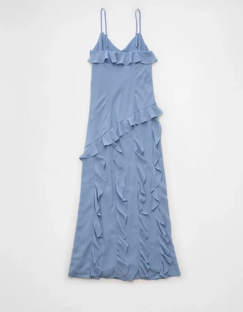 Robe longue à enfiler asymétrique volants AE