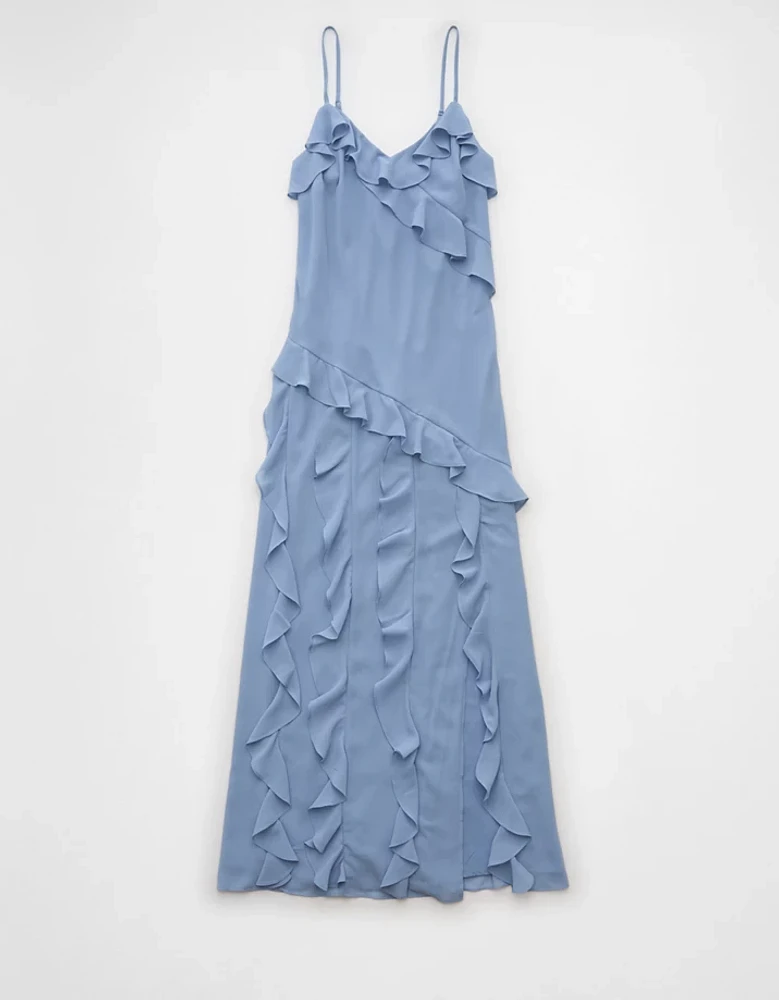 Robe longue à enfiler asymétrique volants AE