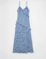Robe longue à enfiler asymétrique volants AE