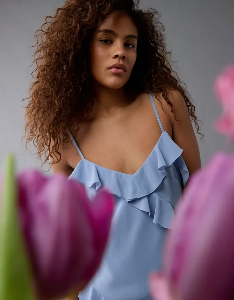 Robe longue à enfiler asymétrique volants AE