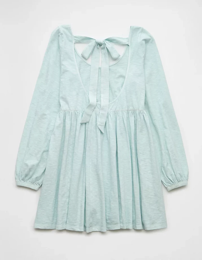 AE Sunchaser Knit Long-Sleeve Scoop Neck Mini Dress