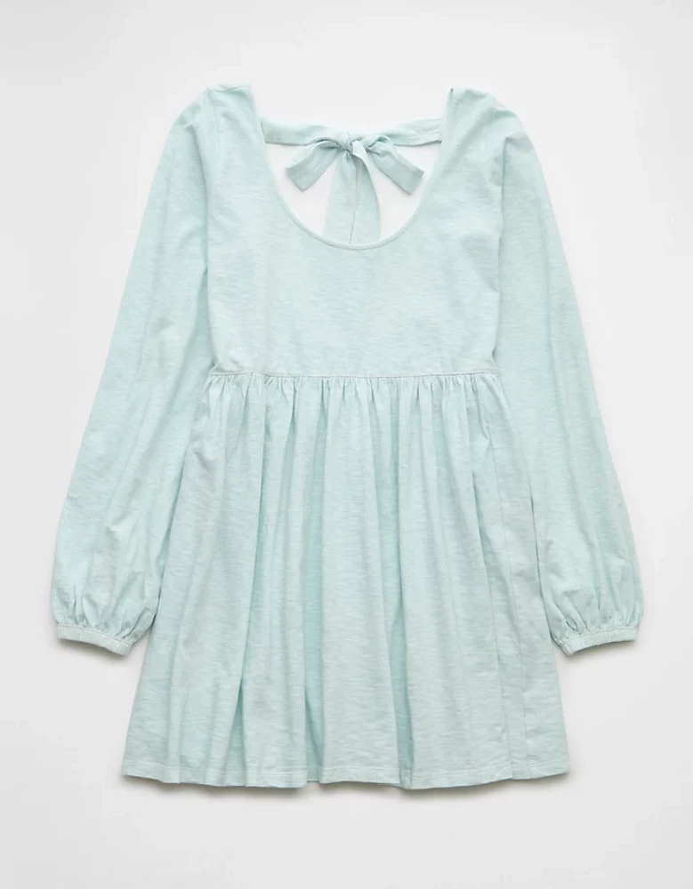 AE Sunchaser Knit Long-Sleeve Scoop Neck Mini Dress