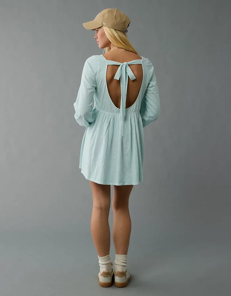 AE Sunchaser Knit Long-Sleeve Scoop Neck Mini Dress