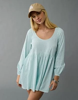 AE Sunchaser Knit Long-Sleeve Scoop Neck Mini Dress