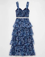 Ensemble jupe longue en organza à motif floral AE