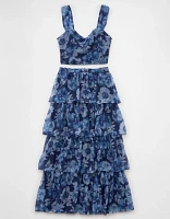 Ensemble jupe longue en organza à motif floral AE