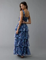 Ensemble jupe longue en organza à motif floral AE