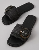 AE Raffia Buckle Slide Sandal